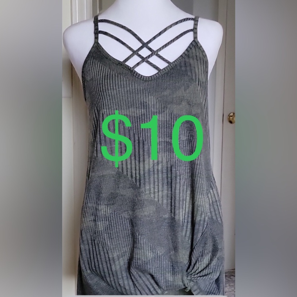 #241- (S)First Love camouflage tank top w/front chest straps